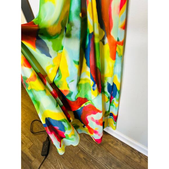 LAUREN RALPH LAUREN Multicolor Tie-Dye Chiffon A-Line Sleeveless Mekkac Gown 4 - Picture 12 of 12